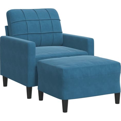 Sessel mit Hocker Blau 60 cm Samt vidaXL (1/5)