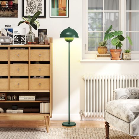 Lampe sur pied avec abat-jour semi-circulaire et interrupteur à pédale, en acier, Ø30x155 cm, vert (1/4)