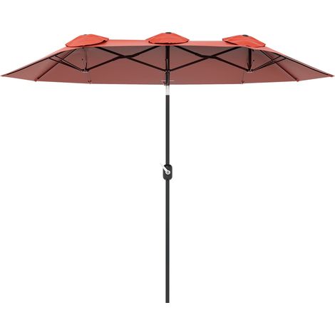 Sombrilla de patio ajustable, roja, 295 x 152 cm, poliéster
