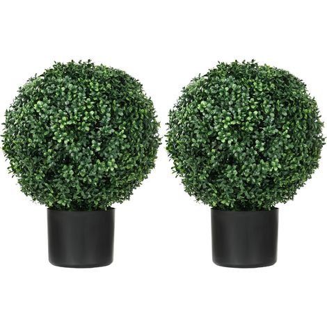 Ensemble de 2 Plantes Buis Artificielles en Pot 52cm - Résistantes aux UV - Décoration Jardin et Salon - Réalistes (1/5)