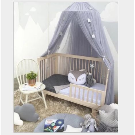 Tente de dôme pour enfant - Moustiquaire fantastique - Ciel de lit avec étoiles - Gris violet (1/2)