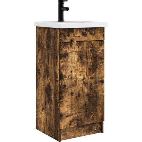Mobile da bagno con lavabo Rovere Fumo 42 x 40 x 84,5 cm vidaXL