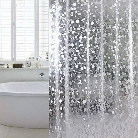 Rideau de Douche, Rideau de Séparation de Salle de Douche Anti-moisissure, Humide et Sec, 100% EVA, Anneau de Rideau de Douche - 180 x 200 cm (1/4)