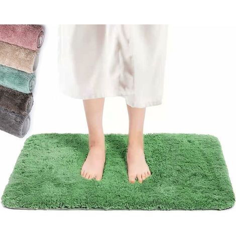 Grüne Badematte 40x60 cm, rutschfeste und waschbare Badmatte, Badvorleger mit hoher Hydroskopiefähigkeit, Badematte für Badewanne, Badezimmer, Wohnzimmer und Schlafzimmer