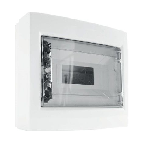 ETTROIT Centralino elettrico da parete 8 moduli IP40 grigio RAL 7030 con portello trasparente fumè - DB130908