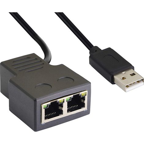 Adaptateur répartiteur réseau RJ45 1 vers 2 ports, double USB femelle vers RJ45 (1/5)