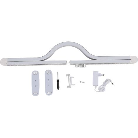 Ortviai Lampe de bureau LED réglable en intensité et température de couleur 48 W, forme demi-lune, pliable, blanc