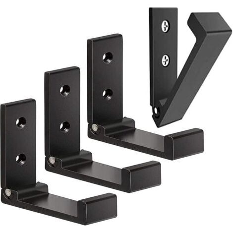 Noir Lot de 4 Crochets Muraux Pliables-Crochets pour Manteaux Invisibles, Crochet Mural en Aluminium, Crochet de Suspension Mural en Alliage D'Aluminium Patères Pliables à 90 ° (1/4)