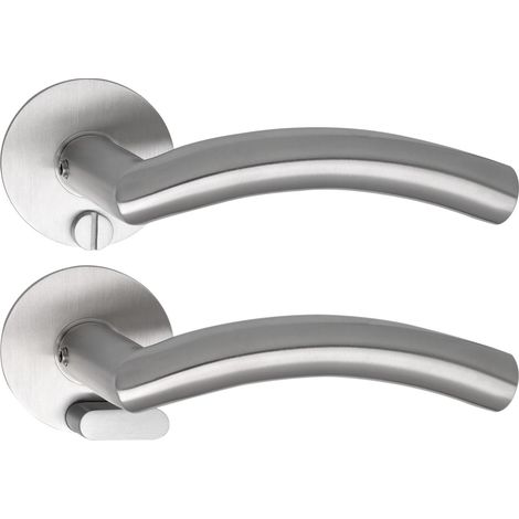 Solido Türbeschlag Oslo Türgriff solo, Flachrosette rund WC Notöffner, Edelstahl (1/3)