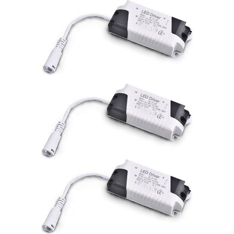 Packung mit 3 Transformatortreibern 18 W–24 W DC, Mehrspannungseingang 85–265 V AC 50/60 Hz, Ausgang 36–72 V DC 240–260 mA. Gültig zum Ersetzen von Downlights und anderen LED-Geräten (1/4)