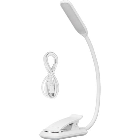 Lampe De Bureau - LED - Clip - Réglage Tactile 3 Niveaux - Pliable - USB - Blanc - 9 LED - 1,8 W - 95 G