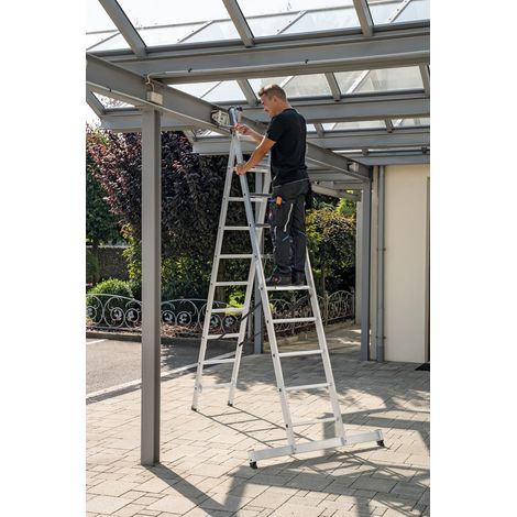 Günzburger Steigtechnik Mehrzweckleiter 2tlg. mit nivello-Traverse 2 x 10 Sprossen - 031220 (1/5)