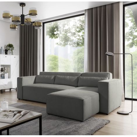 Ecksofa Schlafsofa WALDO Stoff Brooklyn Dunkelgrau Ottomane Rechts (1/5)