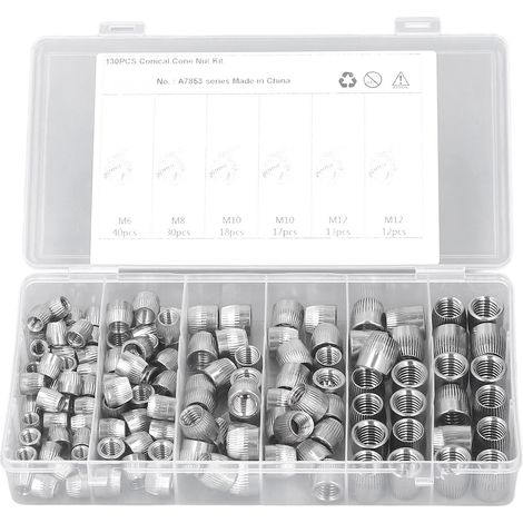 130-teiliges Gewindeeinsatz-Set aus Edelstahl, 4 Arten von Rändelmuttern für Autos und Maschinen (1/5)