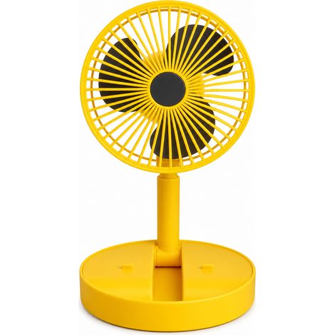Faltbarer und ausziehbarer USB-Mini-Tischventilator Gelb 3 Geschwindigkeiten (1/5)