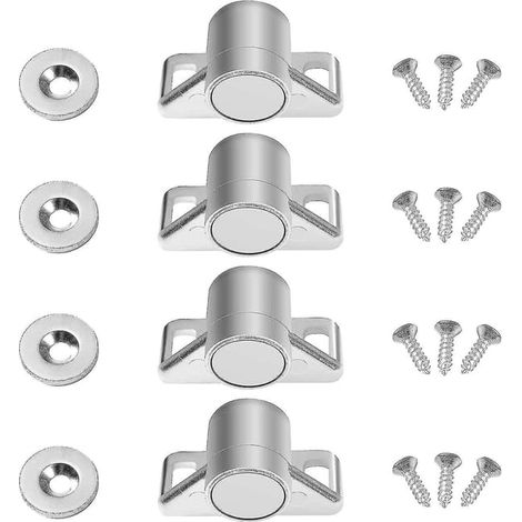 verrous magnétiques pour portes de placards de cuisine ou armoires (argent) (1/5)