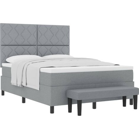 Maison Exclusive - Lit à ressorts avec tête de lit Gris clair 160 x 200 cm tissu (1/5)