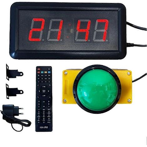 Chronomètre mural numérique LED avec prise européenne, compte à rebours et télécommande à bouton, remise à zéro du chronomètre de course, gros bouton de 10 cm (1/5)