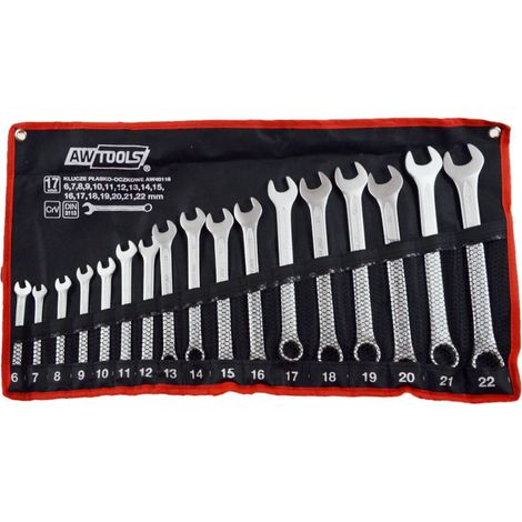 AWTOOLS KLUCZ PŁASKO-OCZKOWY KPL.17szt. /6mm-22mm/ BLACK LINE