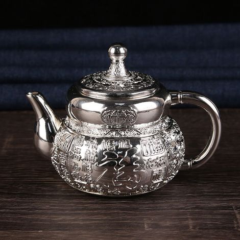 Service à thé Kung Fu haut de gamme en argent (gris clair), théière, service à vin pour banquet de mariage chinois