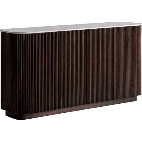 Buffet art déco en bois de manguier finition marbrée marron - Marron effet marbré doré (1/5)