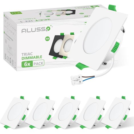 Spot LED Encastrable Extra Plat, 4W 310LM Dimmable IP44 Spot Etanche Salle de bain, Blanc Chaud 3000K Blanc Neutre 4000K Blanc Froid 6500K, Trou Φ55-68mm, AC220-240V, Lot de 6 (1/5)