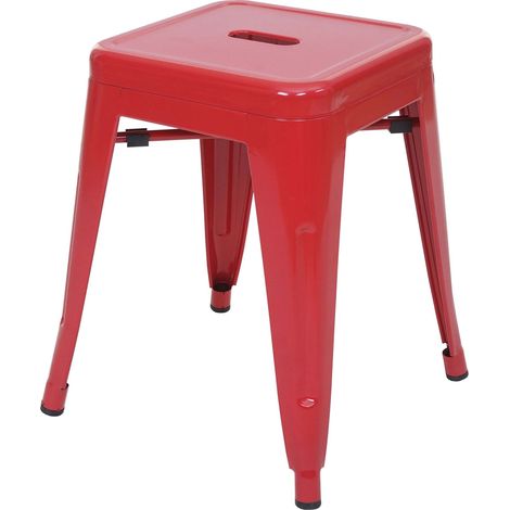 6x Tabouret en métal HWC-A73, désign industriel métallique, empilable - rouge (1/5)