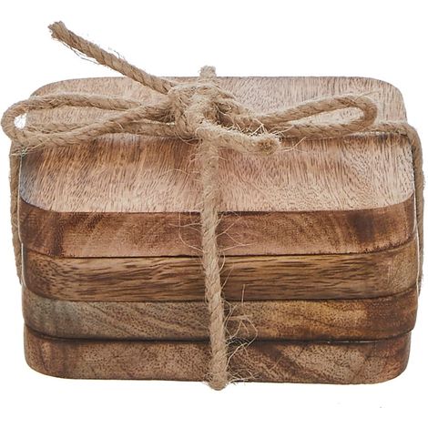 Mica Untersetzer Duko Mangoholz H 1,2 x B 10 x T 10 cm dunkelbraun Teller (1/3)