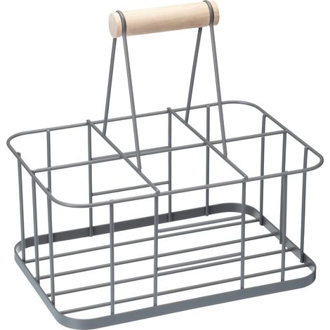 1 Porte-bouteilles, Poignée en bois, Cadre métallique, Gris, Cuisine (1/5)