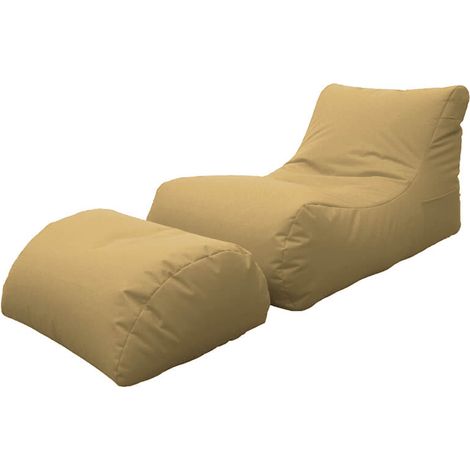 Poltrona Pouf Chaise Longue con Poggiapiedi in Poliestere Beige Avalli (1/3)