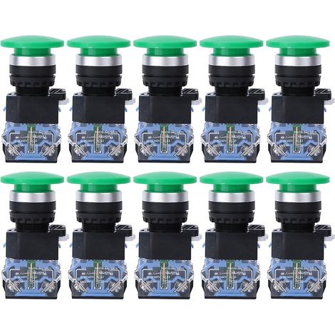 Lot de 10 boutons-poussoirs d'arrêt d'urgence à verrouillage automatique de type champignon BEM38-11M vert 22 mm (1/5)