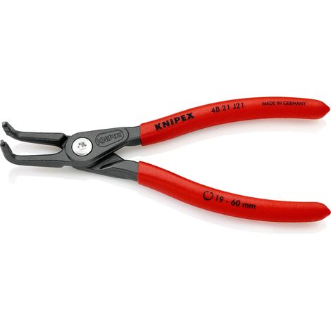 KNIPEX 48 21 J21 SB Pince de précision pour circlips pour circlips intérieurs d'alésage gaines PVC anti-dérapantes grise atramentisée 165 mm (1/2)