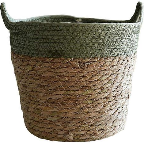Handgeflochtener Strohkorb, Hängepflanzgefäß für Zimmer- und Gartenpflanzen, dekorativer Blumentopf, natürliche Wandaufbewahrung. (190 Zeichen)