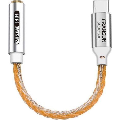 Adaptateur audio numérique USB-C vers 3,5 mm ALC5686, convertisseur numérique-analogique (DAC) 32 bits/384 kHz pour casque (orange) (1/5)