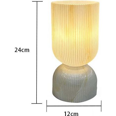 Lampe de table avec abat-jour en Verre, interrupteur à fil, pied en céramique Or (1/4)