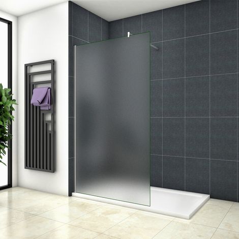 Paroi de douche à l'italienne en verre 8mm de sécurité sablé, Océan paroi de douche 120x200cm avec une barre de stabilisation ronde extensible (1/5)