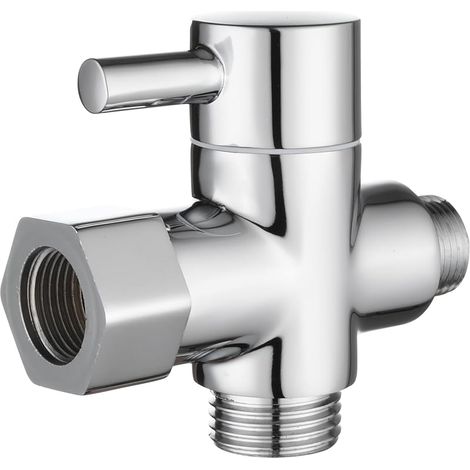 FOREHILL Vanne 3 Voies en Laiton Massif 3/8-12/17 T Adaptateur Vanne de Derivation pour Toilette WC, Chromé, DSF007D