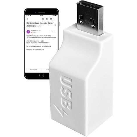 CONTROLLOCASA Detector corte eléctrico USB "USBy" para sistemas del hogar (5V) 56x23x22mm color blanco