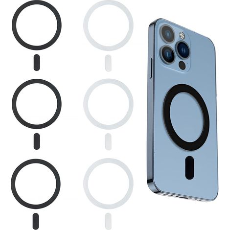 Magnetic Rings, 6 Pieces Universal Ultra Thin Self-Adhesive Rings, Magnetic Phone Holder, Wireless Conversion Sticker for iPhone 17 16 15 14 13 12 Android (1/5)