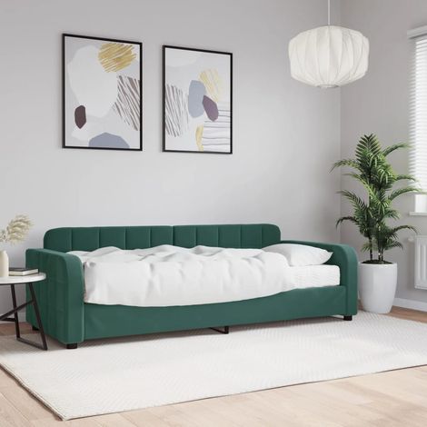 Sofá cama con colchón terciopelo verde oscuro 80x200 cm vidaXL