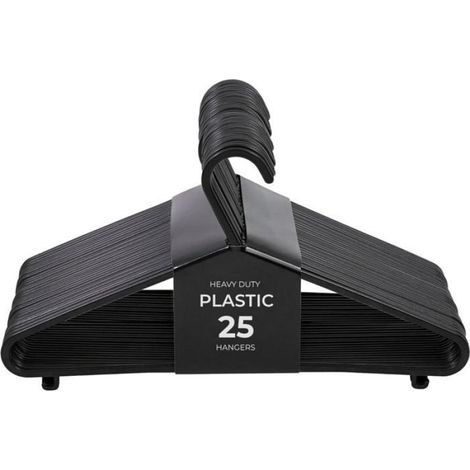 Cintres antidérapants - - Lot de 25 pièces - Noir - Plastique robuste - Antidérapant - Design peu encombrant (1/5)