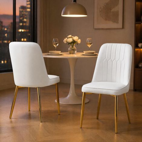 MEUBLIV chaise de salle à manger blanche et dorée – dossier ergonomique, sans matelas (1/5)