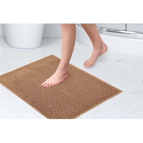 Tappetino antiscivolo da bagno Barclay Noodle, morbido al tatto, noce, 40 x 60 cm - Crezuo