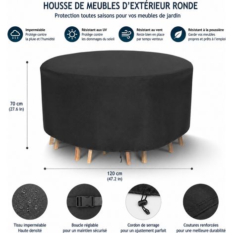 Housse de protection ronde pour salon de jardin Oxford 210D 185x110 cm noir 185 110cm 800 g – Livraison gratuite (1/5)