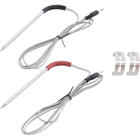 Lot de 2 sondes à viande de rechange pour barbecue et fumoir, sonde de température avec accessoires de fixation (1/5)