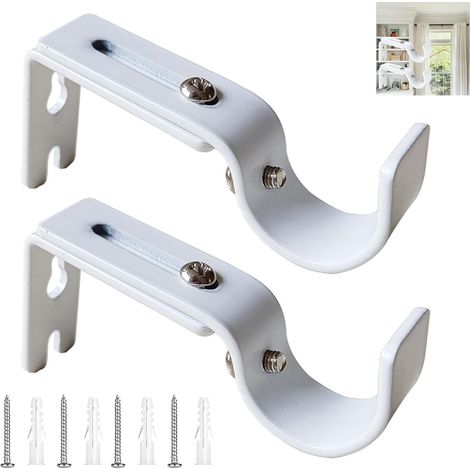 Support Tringle À Rideaux, 2 Pièces Supports Pour Tringles À Rideaux Réglables En Métal, Fixation Tringle Rideau Pour Maison Et Bureau, Attache Tringle Rideau Ajustable (1/5)