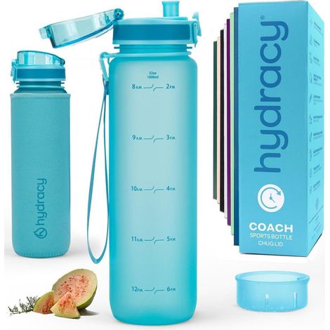 Hydracy Trinkflasche mit Fruchteinsatz 1L BPA-frei Zeitmarkierung (1/5)