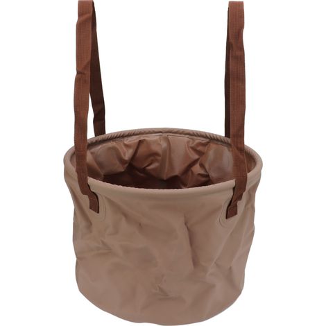 Seau pliable, résistant et peu encombrant, portable et compact, idéal pour le camping et les voyages en plein air. 20 L, couleur kaki.-AquaForge (1/5)