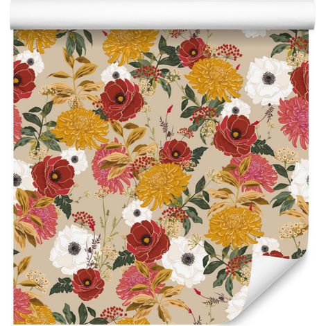 Papel pintado de flores coloridas de estilo retro para salón y dormitorio, 50x1000 cm. (1/5)