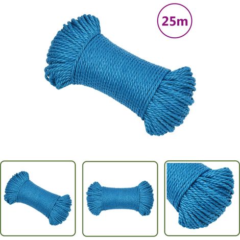 Corde de travail, Corde de Chanvre, pour la Décoration, le Bricolage, le Jardinage Bleu 3 mm 25 m Polypropylène OIB4851E (1/5)